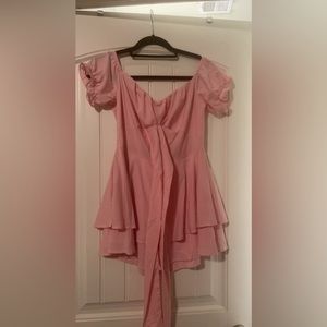 Pink romper with tie waist